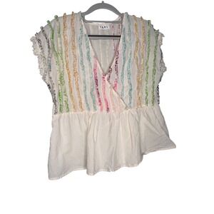 THML colorful textured stripes peplum top